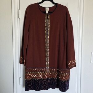 Chico’s Embellished Open Front Jacket/Cardigan – Size 3 16-18 (NWT) Rust-colored